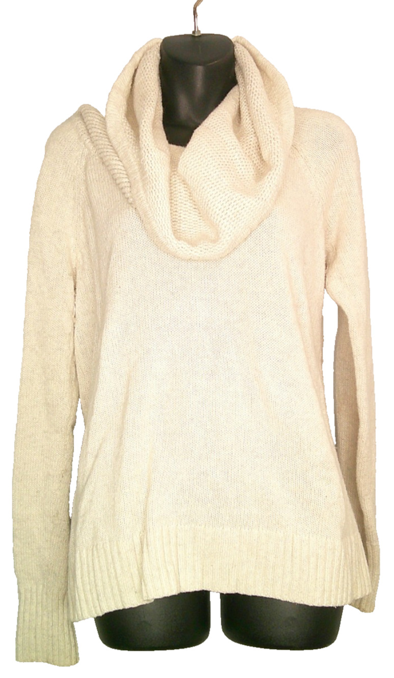 Columbia Cowl Neck Long Sleeve Woven Sweater Ivory/Cream Women's XL